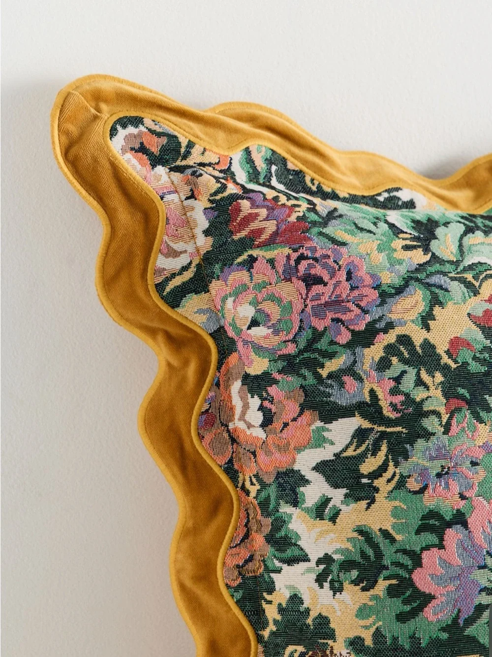 Anthropologie Gwendolyn Jacquard Floral Scalloped Trim Pillow